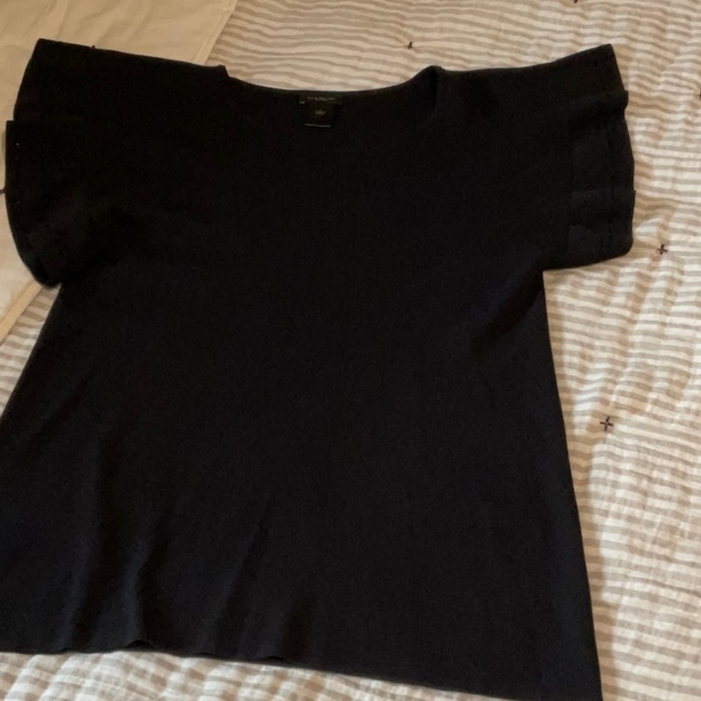 Ann Taylor Black Flutter Sleeve sweater L